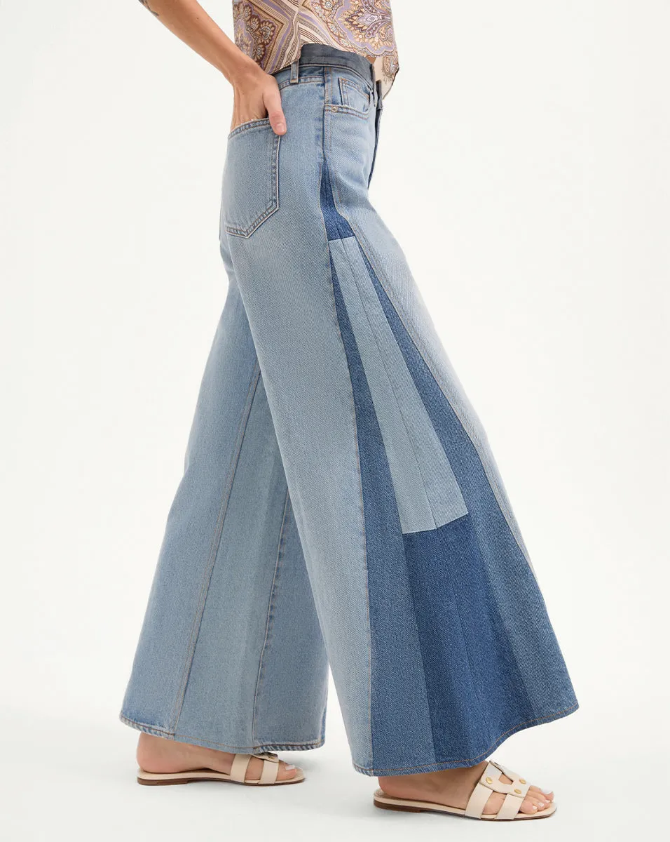 Vicki Patchwork Wide-Leg Jean