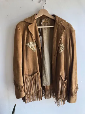Vintage 1940/1950s Suede (Buckskin?) Bull-Themed Jacket