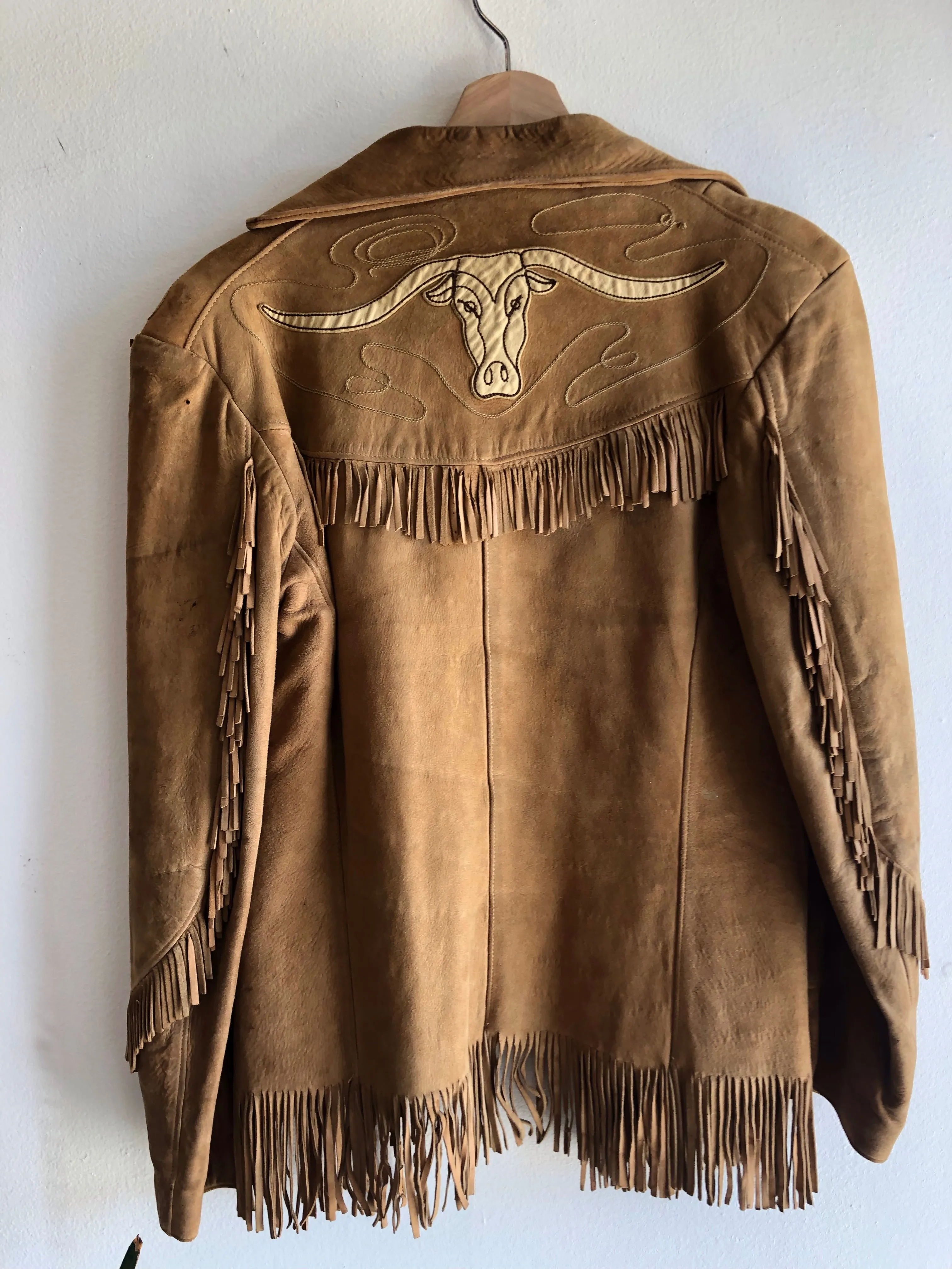 Vintage 1940/1950s Suede (Buckskin?) Bull-Themed Jacket